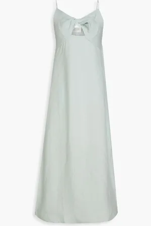 Casa Raki Lara cutout twisted linen midi dress - Blue