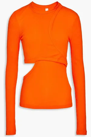 DION LEE Ribbed stretch-cotton jersey top - Orange