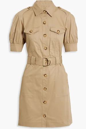Derek Lam Echo cotton-blend twill mini shirt dress - Neutral