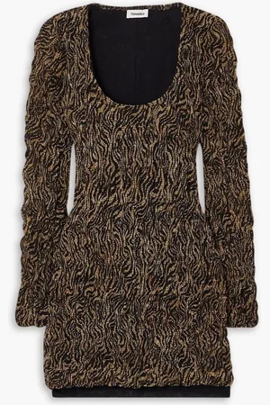 Nanushka Frensi smocked zebra-print chiffon mini dress