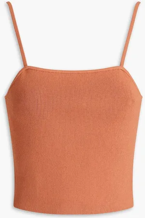 A.L.C. Darby cropped ribbed-knit top - Brown