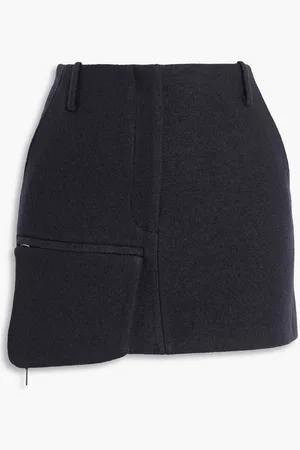 tibi Wool-blend felt mini skirt - Blue