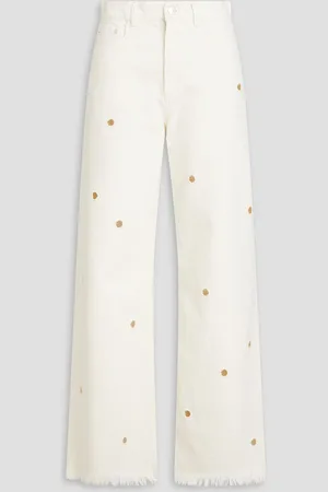 Wandler Magnolia laser-cut high-rise wide-leg jeans - White