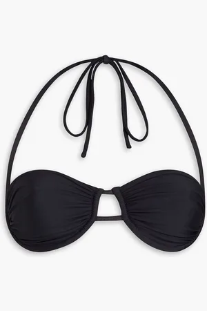 Isa Boulder Finder ruched stretch-sateen underwired halterneck bikini top