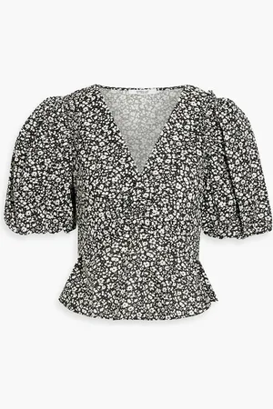 Derek Lam Salma twisted floral-print linen-blend top
