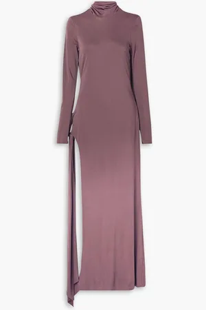 The Attico Tie-detailed cutout jersey maxi dress - Purple