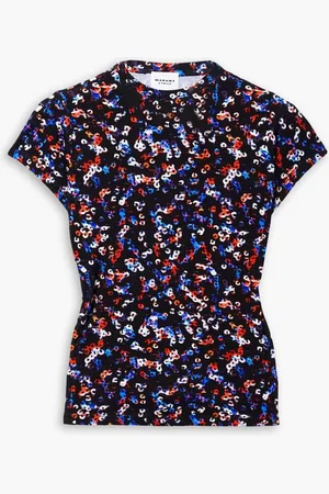 Marant Etoile Juvia cropped open-back printed stretch-jersey top