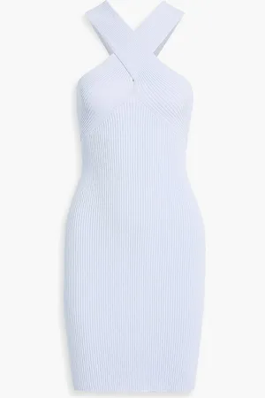 AUTUMN CASHMERE Ribbed-knit mini dress - Purple