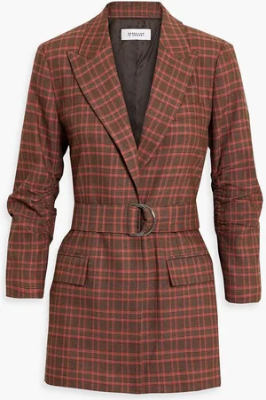 Derek Lam Harrison belted checked woven blazer - Red