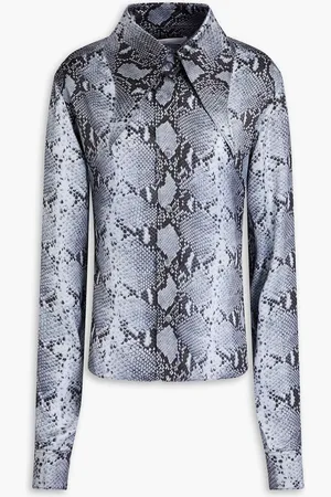 16Arlington Ione snake-print satin shirt - Blue