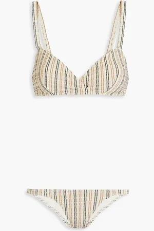 Lisa Marie Fernandez Yasmin striped stretch-seersucker triangle bikini - Neutral