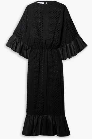 Christopher John Rogers Ruffled shantung-trimmed broderie anglaise cotton and silk-blend maxi dress