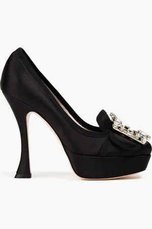 Roger Vivier Crystal-embellished satin platform pumps