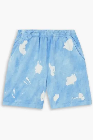 Sporty & Rich Embroidered tie-dyed cotton-jersey shorts - Blue
