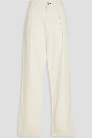 RAG&BONE Pleated high-rise wide-leg jeans - White