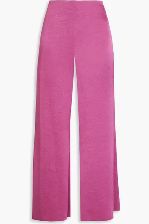 Vince Cropped satin-twill wide-leg pants - Purple