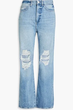 DL1961 Emilie distressed high-rise straight-leg jeans - Blue