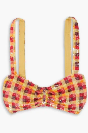 ASHISH Checked sequined tulle bralette