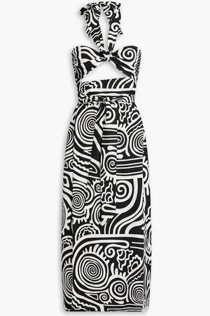 Mara Hoffman Paula two-tone printed TENCEL™ and linen-blend midi wrap dress