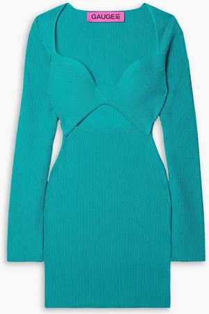 GAUGE81 Cutout ribbed-knit mini dress - Blue