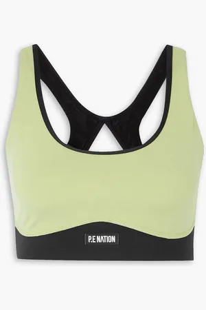 P.E Nation Double Team recycled stretch and mesh sports bra - Green