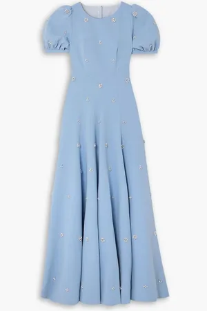 HUISHAN ZHANG Anastasia cutout crystal-embellished crepe gown - Blue