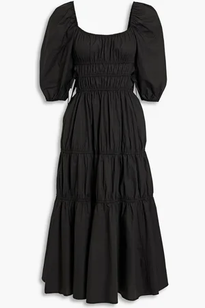 Nicholas Cutout tiered cotton-poplin midi dress