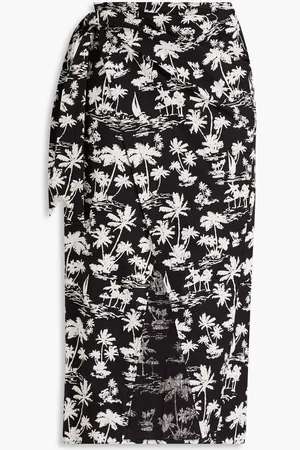 Maje Printed cotton midi wrap skirt