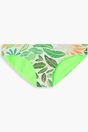 Solid Elle reversible printed low-rise bikini briefs - Green