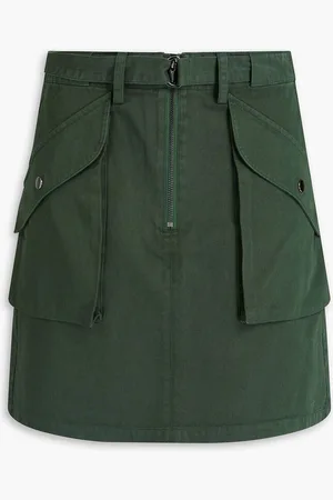 Holzweiler Belted twill mini skirt - Green