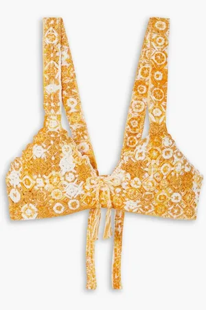 MIGUELINA Aline crocheted cotton bikini top - Yellow
