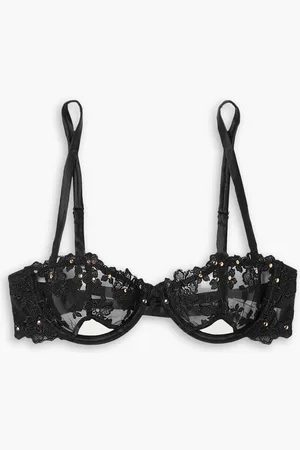 FLEUR DU MAL Cutout embellished tulle underwired soft-cup bra