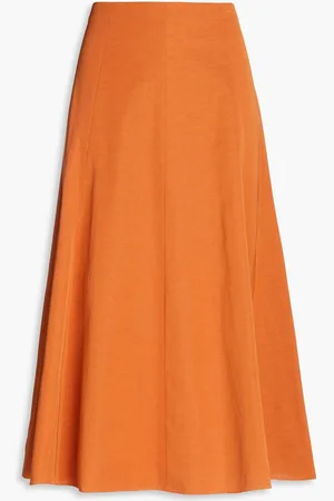 Vince Cotton-blend ottoman midi skirt - Brown