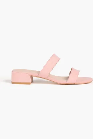 Stuart Weitzman Santorini scalloped suede mules - Pink
