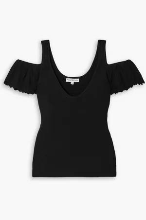 J.W.Anderson Cold-shoulder ruffled ribbed-knit tank