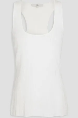 tibi Cotton-blend gauze tank