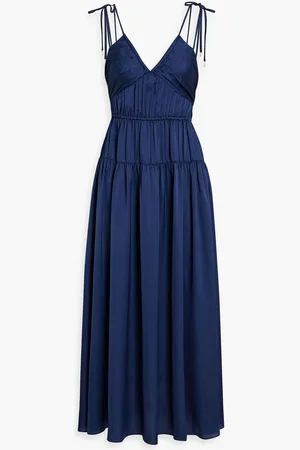 Derek Lam Callista pleated satin midi dress - Blue