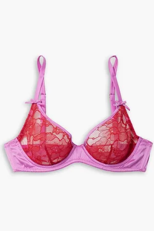 FLEUR DU MAL Magnolia Leavers lace and satin underwired soft-cup bra