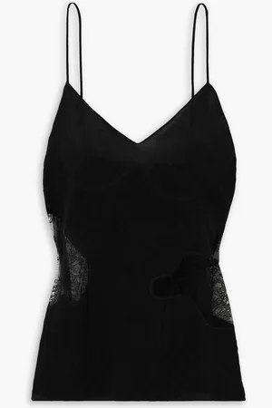 Gauchere Lace-trimmed crinkled crepe de chine camisole