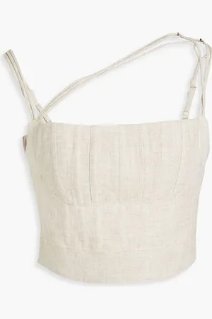 RACHEL GILBERT Byron cropped linen-canvas bustier top - White