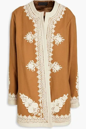 NILI LOTAN Landon embroidered wool-blend felt jacket - Brown