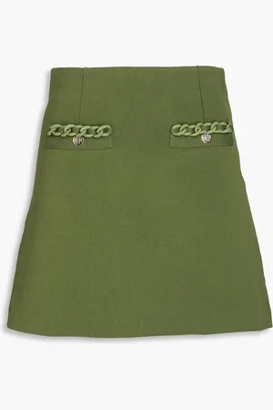 Maje Chain-embellished knitted mini skirt - Green