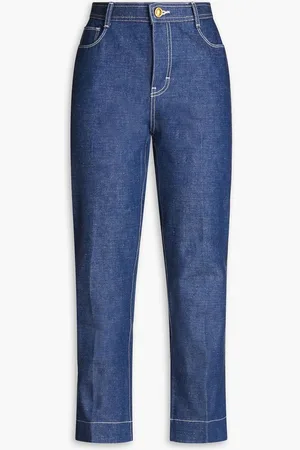 Tory Burch Cropped high-rise straight-leg jeans - Blue