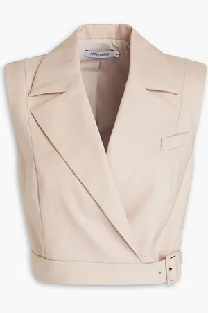 Anna Quan Cropped wool-blend twill vest - Neutral
