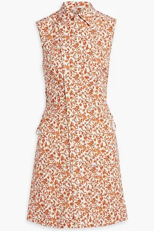 Derek Lam Serena printed cotton-blend poplin mini shirt dress