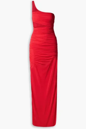 GAUGE81 Moni one-shoulder ruched mesh maxi dress