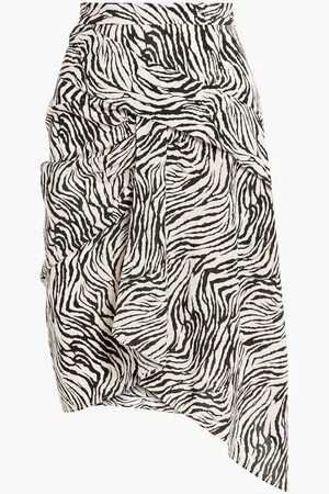 Isabel Marant Roly asymmetric zebra-print silk-blend crepe de chine skirt - White