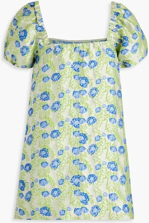 Ganni Brocade mini dress - Green