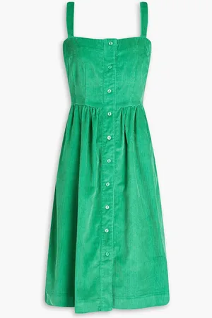 Harley Viera-Newton Laura gathered cotton-corduroy midi dress