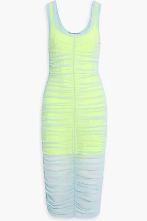 Alexander Wang Ruched stretch-mesh midi dress - Blue